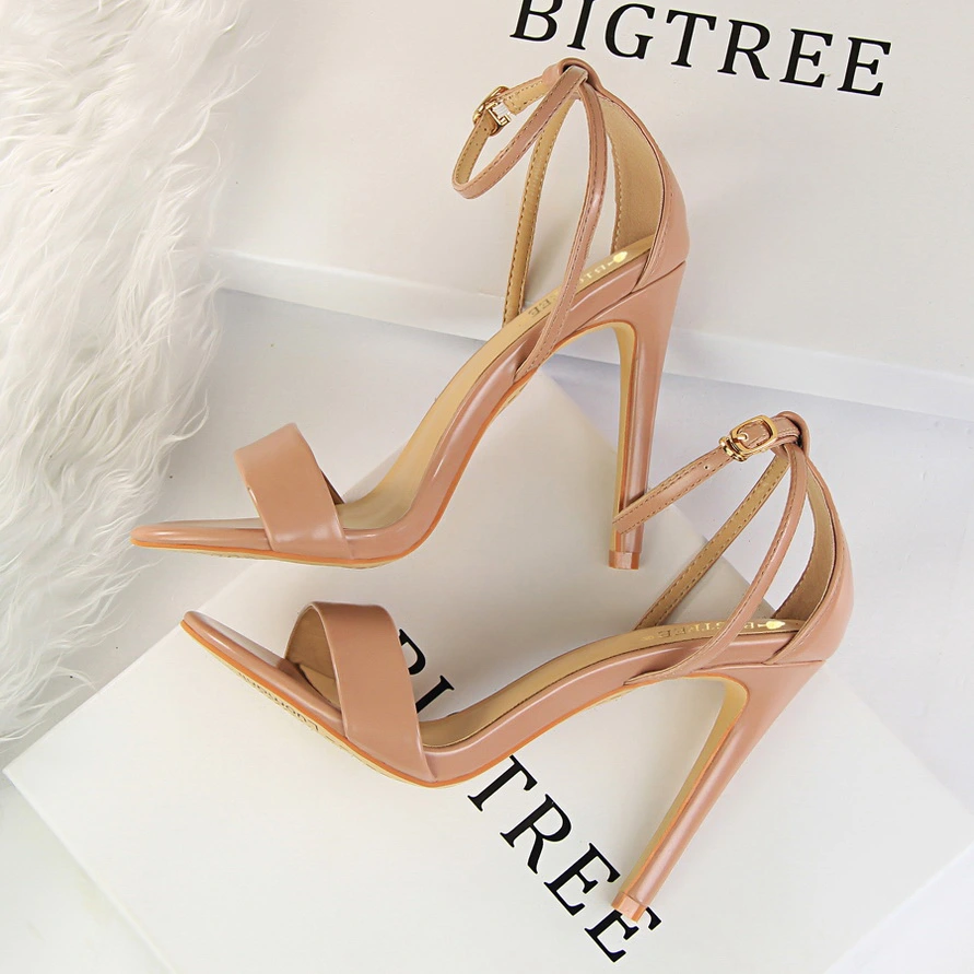 Mã B216: giày cao gót 11cm sandal gót nhọn mix khóa hở ngón chân - Ảnh 3