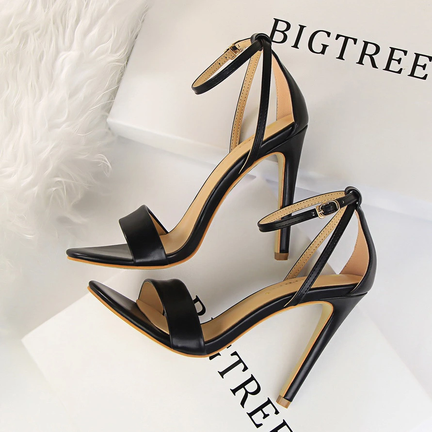 Mã B216: giày cao gót 11cm sandal gót nhọn mix khóa hở ngón chân