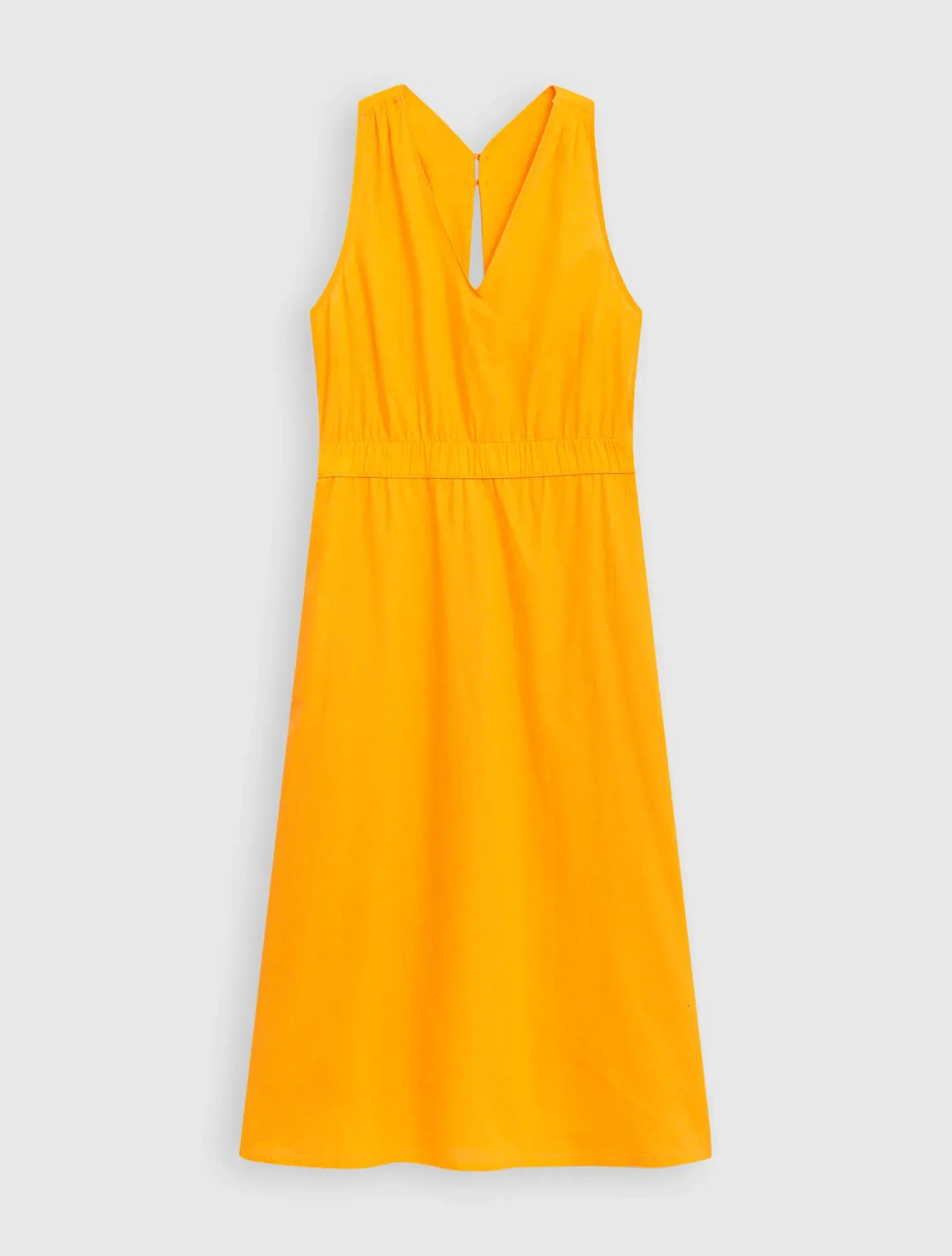 Váy liền nữ vải line cổ tim sát nách có chun eo - Ảnh 2